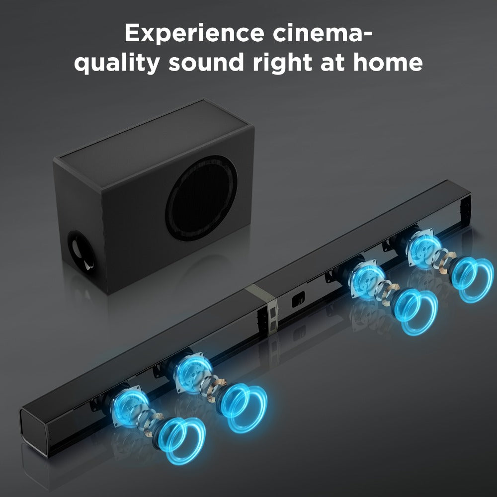 Soundbar with Subwoofer 2.1CH Home Theater Sound Bar for Smart TV, Deep Bass Wireless Bluetooth 5.0
