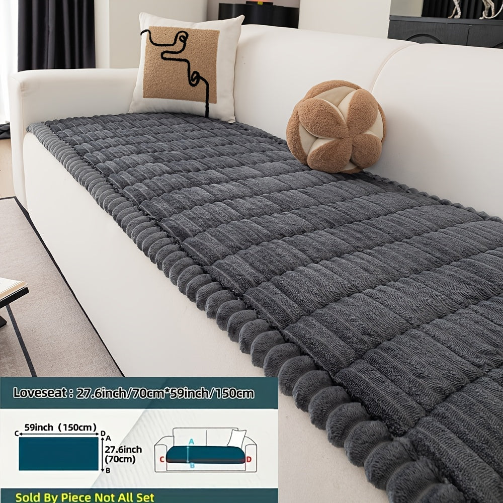 Sofa Cushion Cover Plush Velvet Washable Seat Pad Wavy Edge Soft Kapok Filling for Couch Loveseat 1 2 3 4 Seater