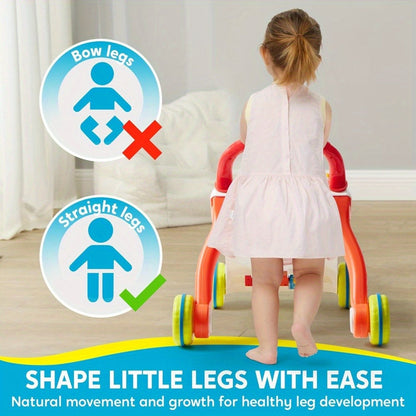 Sit to Stand Baby Push Walker 2-in-1 Adjustable Speed Learning Walker Detachable Play Panel 7-Mode Piano Light-Up Buttons Sound Effects