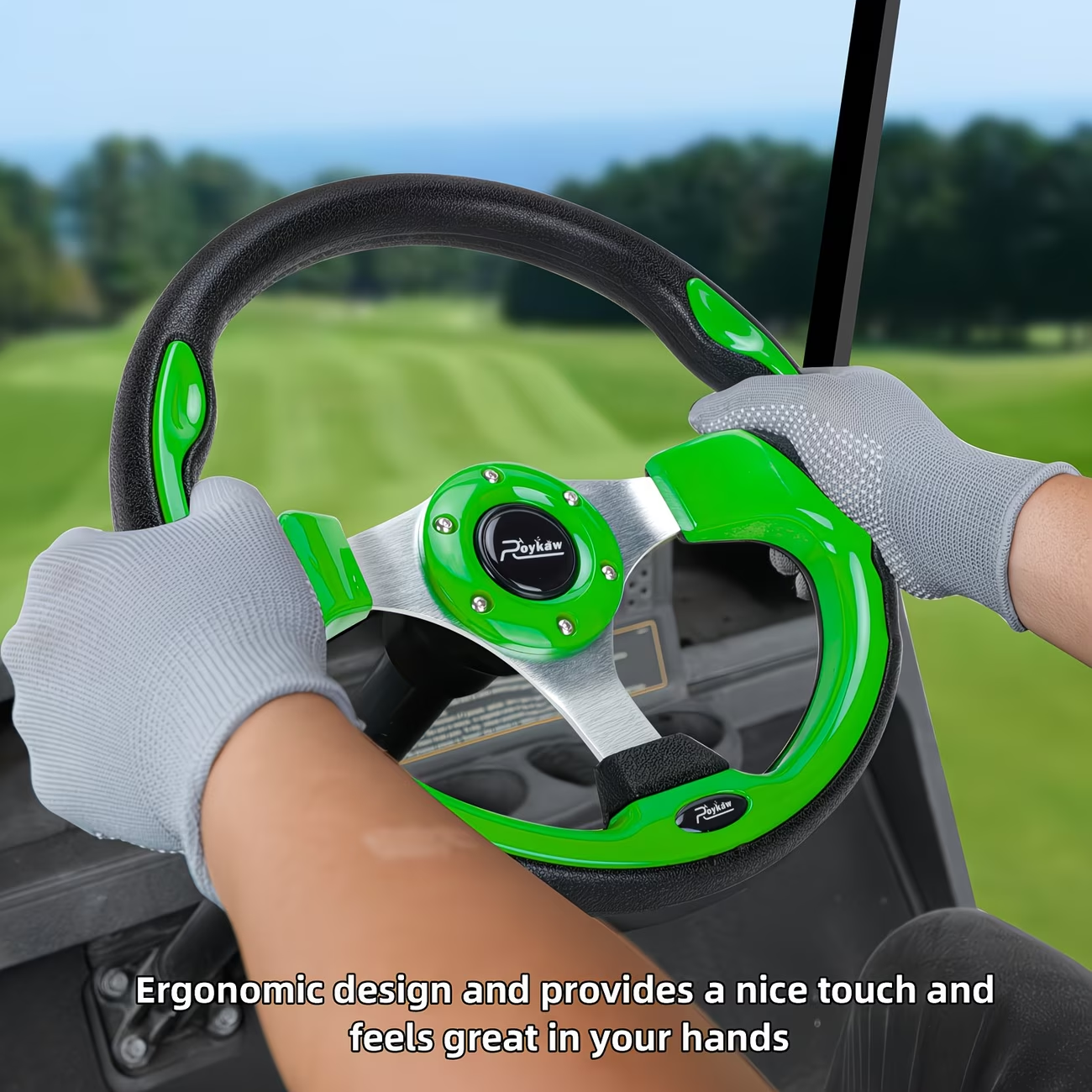Golf Cart Steering Wheel 12.5 Inch Universal Fit – Compatible with Club Car DS Precedent Tempo, EZGO RXV TXT