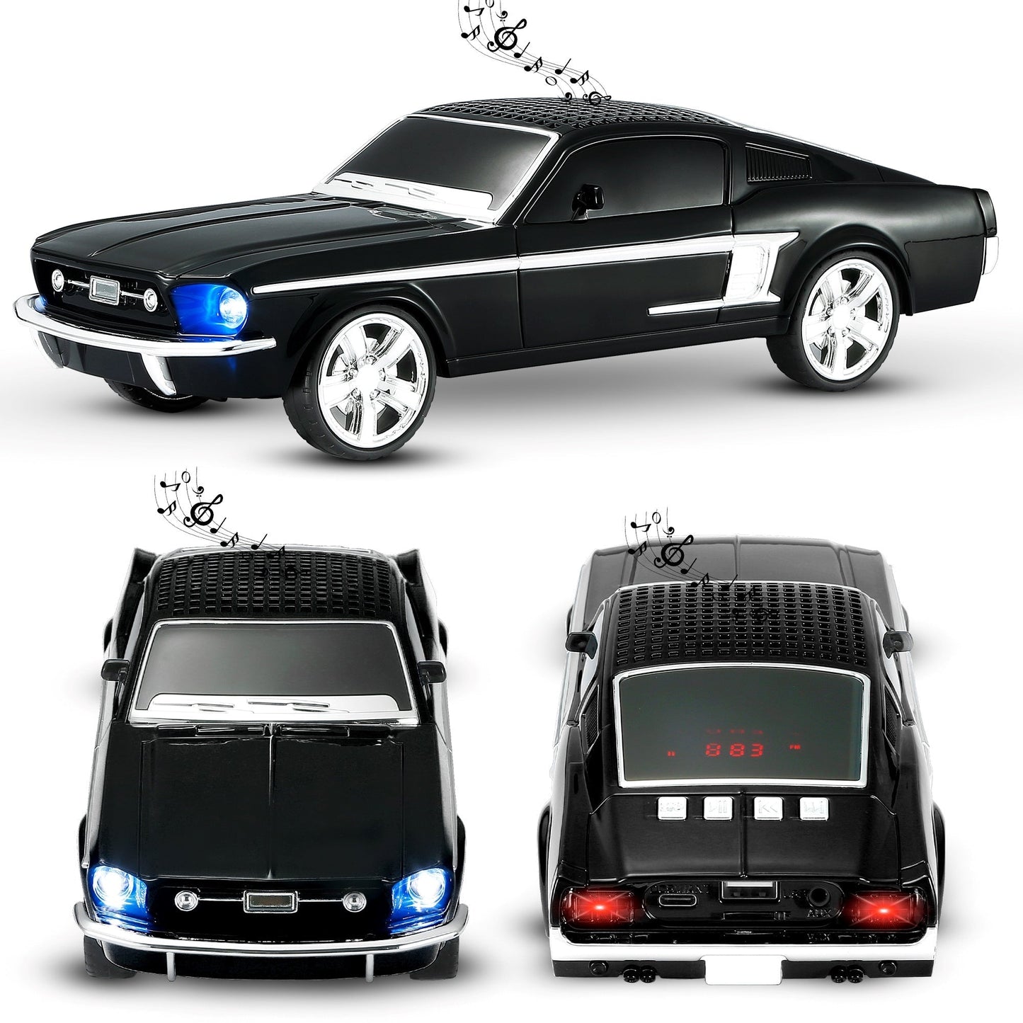 Fuzix WS-1967 Classic Car Bluetooth Speaker with LED Lights | Retro Replica Wireless Stereo, FM Radio, USB/TF/AUX, Built-in Mic