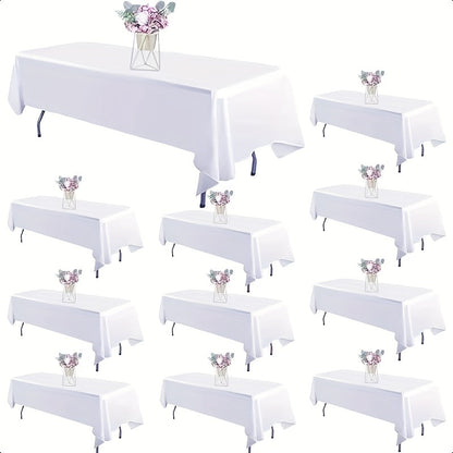 10-Pack White Rectangular Tablecloths 60x102 Inch – Washable Banquet Table Covers for Weddings, Parties & Events