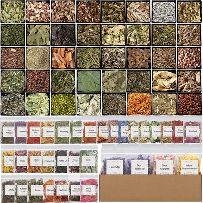 Witchcraft Supplies Herbs Kit 70 Pcs - Dried Flowers & Healing Herbs for Wicca Pagan Rituals, Magic Spell Casting