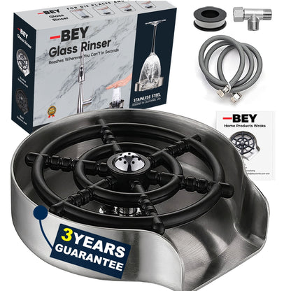 Glass Rinser for Sink – Stainless Steel Automatic Cup Washer & Bottle Cleaner Sink Attachment | Powerful Water Jets for Kitchen