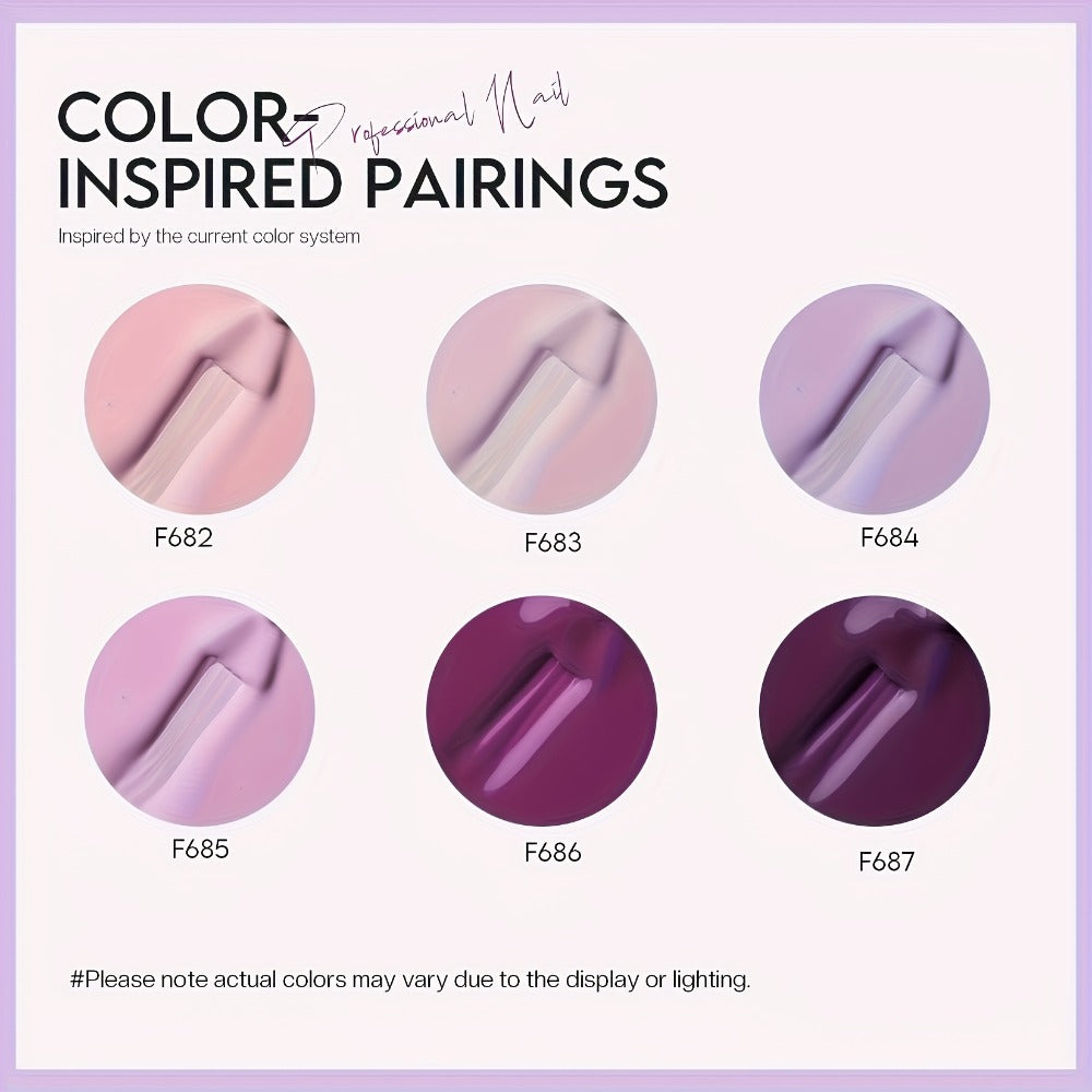 Six-Piece Air-Dry Nail Polish Set in Cherry Blossom Pink or Light Purple and Nude Pink Collections
