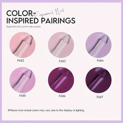 Six-Piece Air-Dry Nail Polish Set in Cherry Blossom Pink or Light Purple and Nude Pink Collections