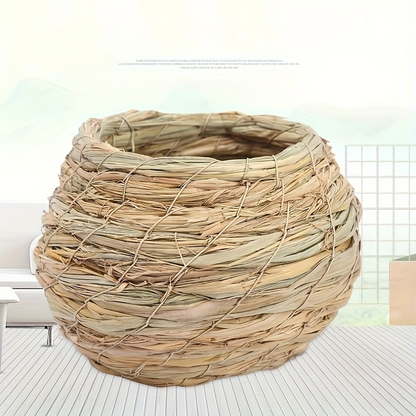 Bird Nest Handwoven Straw Soft Lining Chicks Small Pets Indoor Outdoor