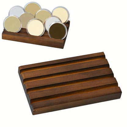 Challenge Coin Display Case 4-Row Solid Wood Rack Holder – Military Coin Stand for Home Office Wall Decor, Commemorative Coin Organizer