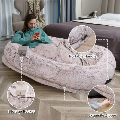 Human Dog Bed Extra Large – 70x44x11 Inch Washable Faux Fur Orthopedic Dog Bed for People & Pets, Non-Slip Giant Dog Bed with Removable