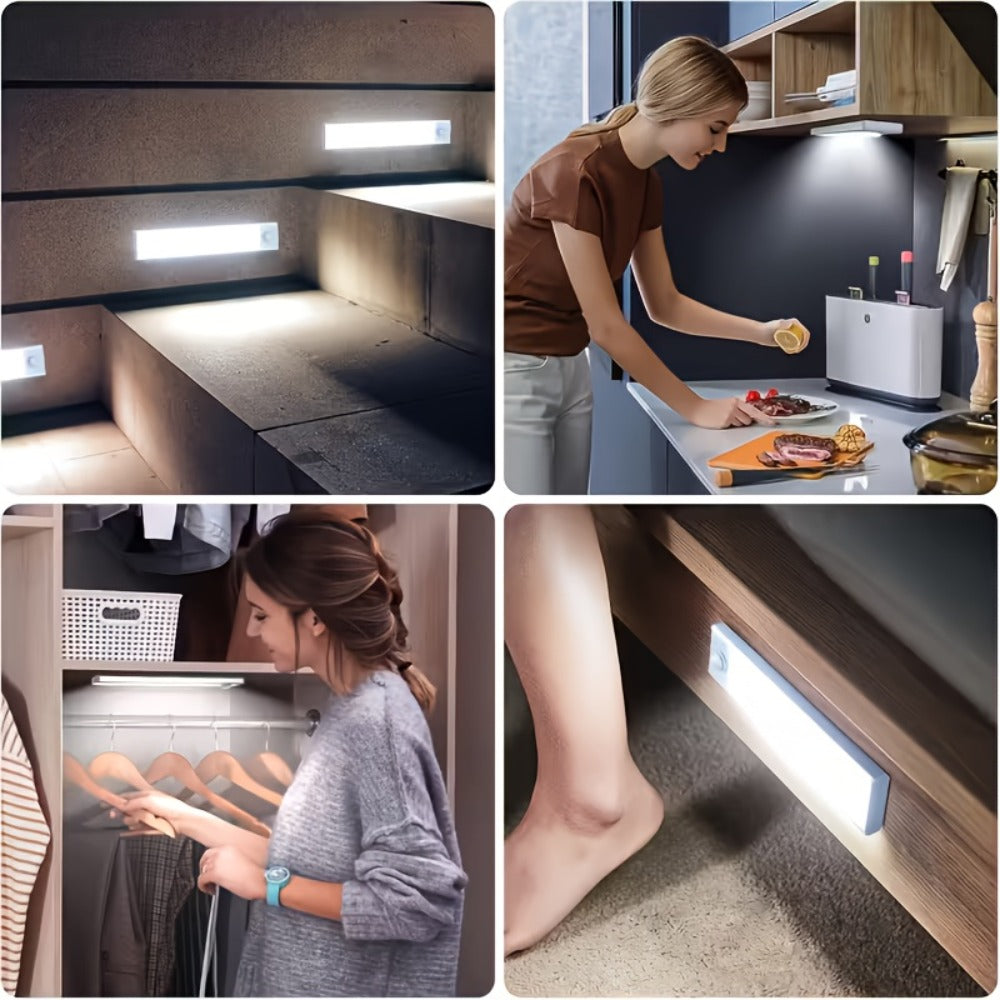 Motion Sensor Cabinet Light 6 Pack – USB-C Rechargeable LED Under Cabinet Lighting for Home Cooking, Dining and Outdoor Meals