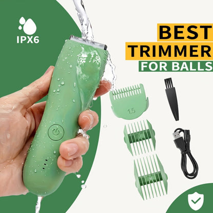 Ceramic-Blade Body Hair Trimmer with IPX6 Rating, Three Guide Guards and Four Color Options