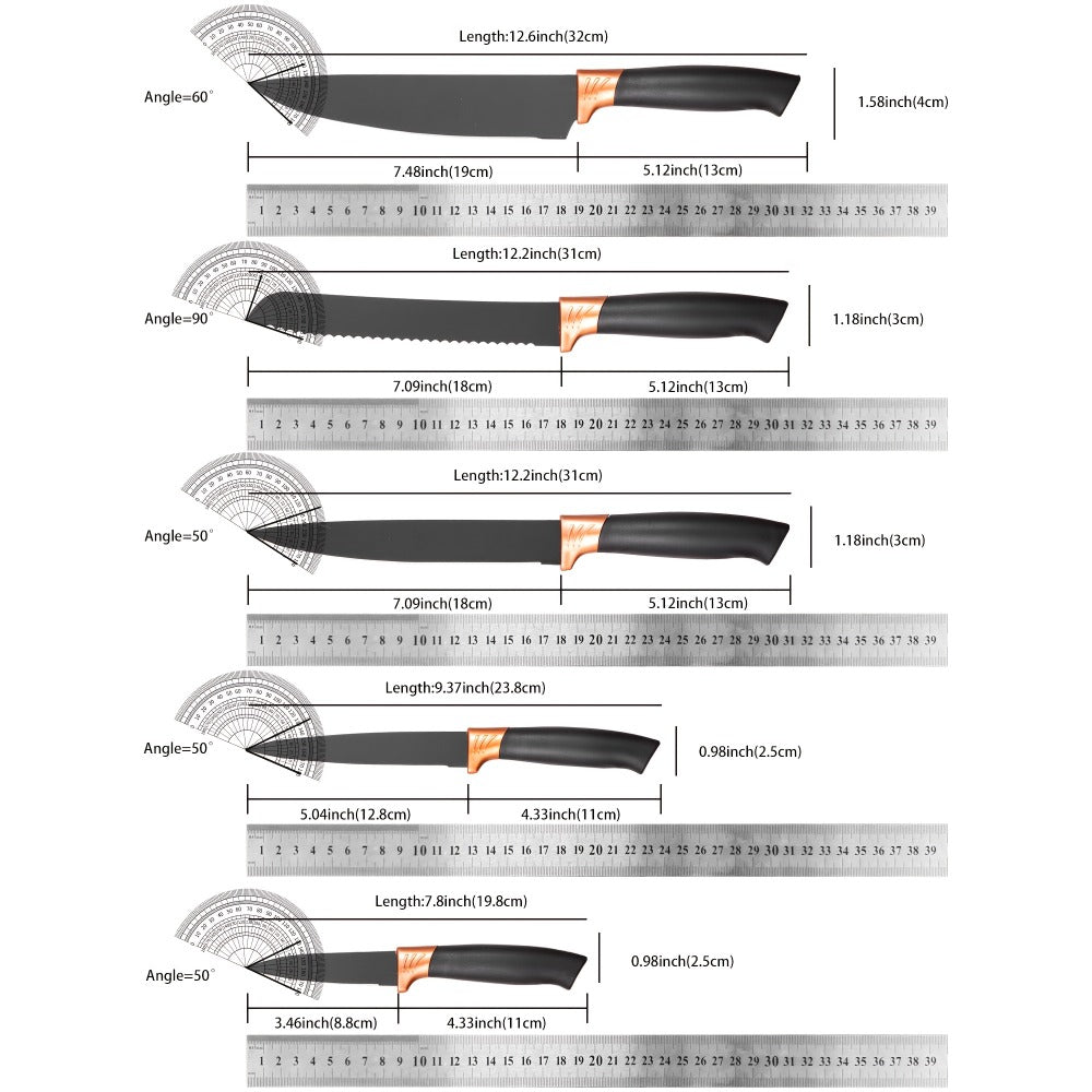 Kitchen Knife Set 19-Piece with Stainless Steel Blades, Wood Handles, Silicone Utensils, Board, Shears and Holder