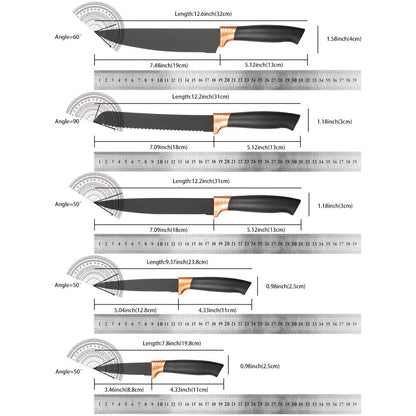 Kitchen Knife Set 19-Piece with Stainless Steel Blades, Wood Handles, Silicone Utensils, Board, Shears and Holder
