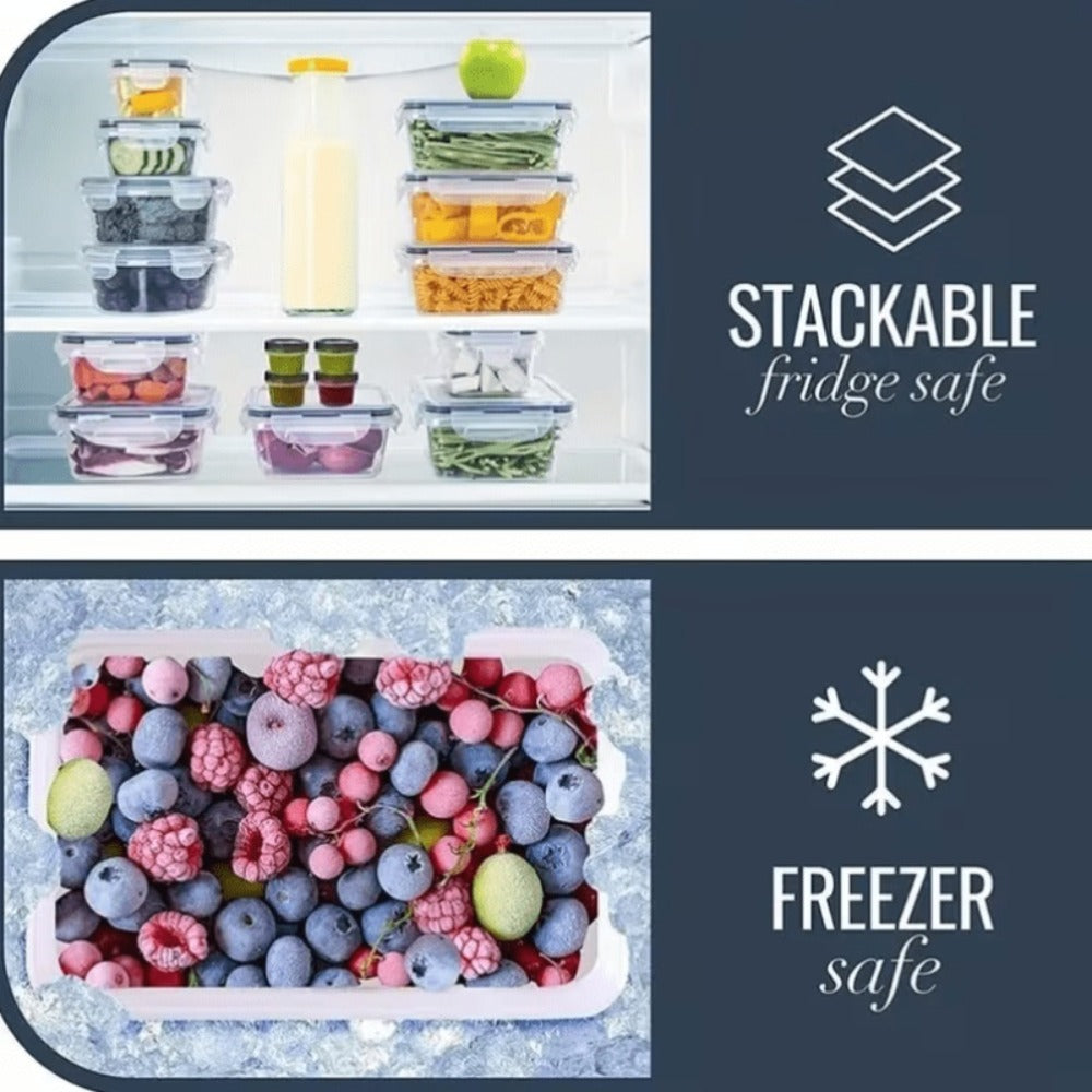 Meal Prep Box Food Storage Organizer with Stackable Lidded Plastic Sets in Three Piece Counts