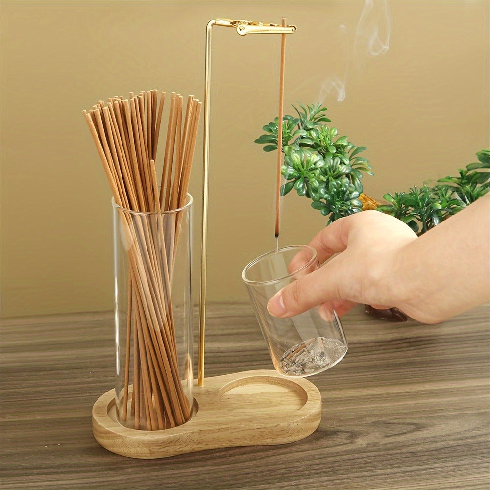 Glass Incense Burner 2-in-1 with Removable Ash Collector & Candle Holder, Incense Stick Holder for Meditation