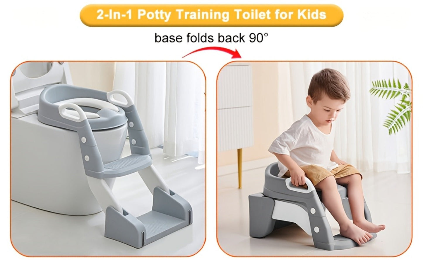 Potty Training Seat with Step Ladder 2-in-1 Toddler Toilet Seat & Stool - Foldable Kids Potty Chair with Splash Guard