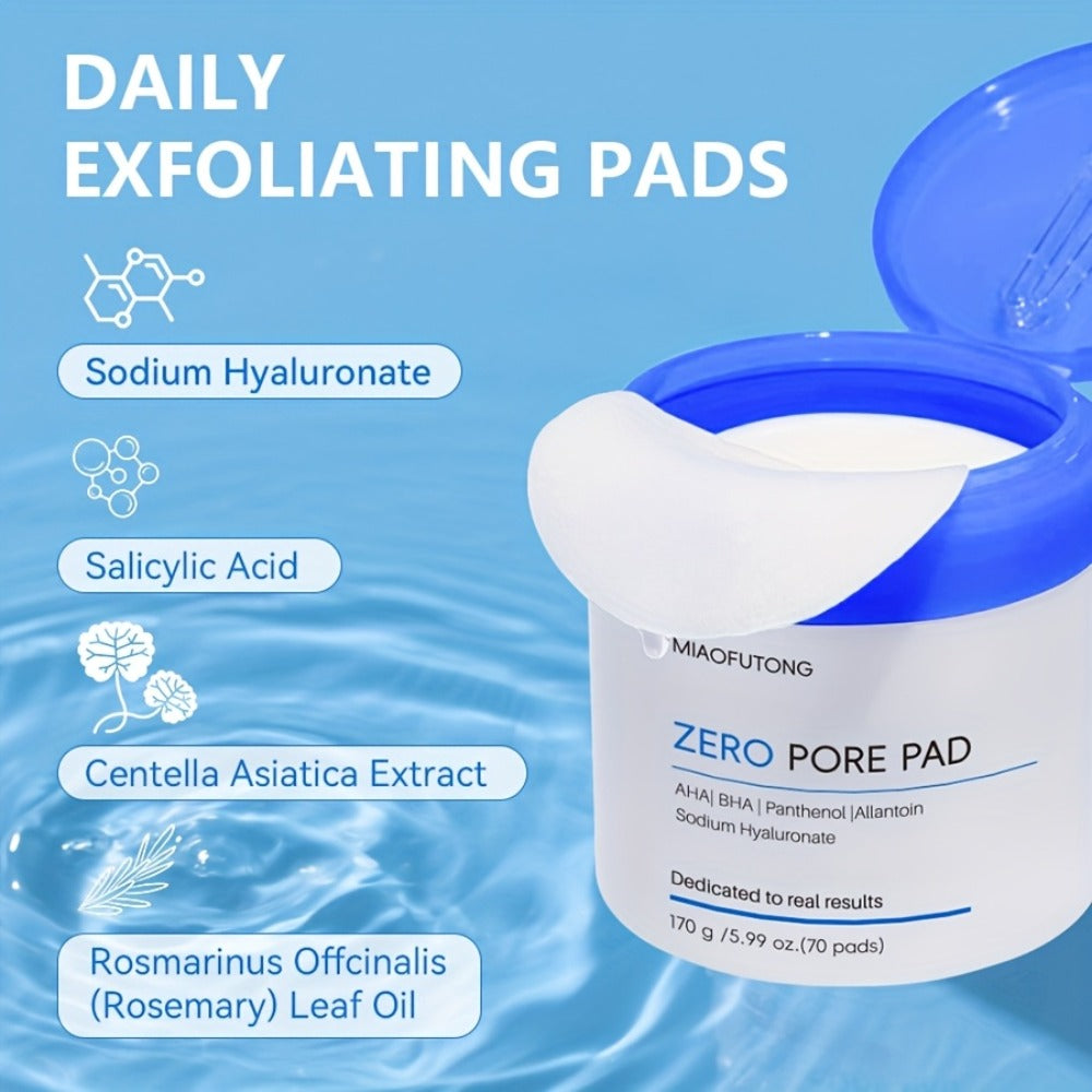 Exfoliating Cleansing Pads with Hyaluronic Acid & Rose Water 70 Count - Dual-Texture Deep for Bath Time, Home Spa and Personal Care