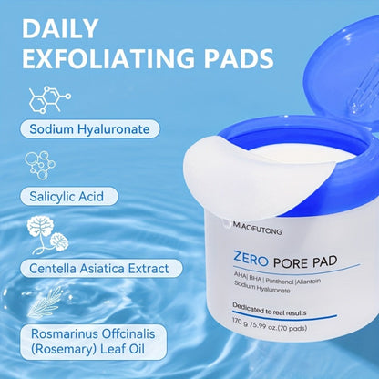 Exfoliating Cleansing Pads with Hyaluronic Acid & Rose Water 70 Count - Dual-Texture Deep for Bath Time, Home Spa and Personal Care
