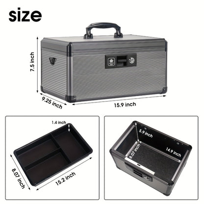 Aluminum Alloy Lockable Medicine Box – Double Layer Large Capacity Storage Box with Key Lock, Handle & Tray for Medicines