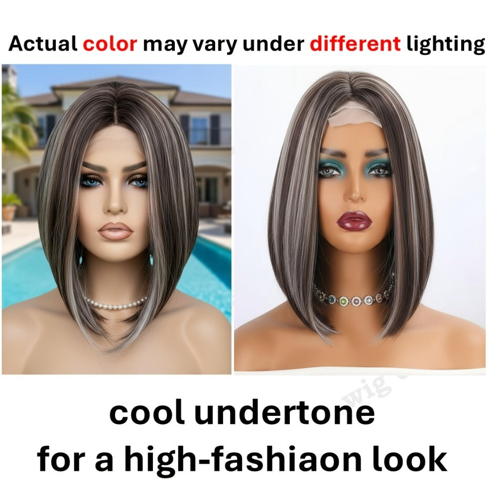 Synthetic Wig 4x1 U-Part Lace Front Bob, 14-Inch Middle Part with Six Color Choices for Cosplay