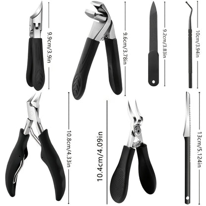 Toenail Clippers Set 7pcs Heavy Duty Wide Jaw – Professional Stainless Steel Pedicure Kit for Thick & Ingrown Toenails