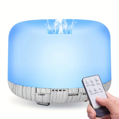 500ml Aroma Diffuser with Continuous or Intermittent Mist, Seven-Color Light, Four Timers and Remote Control