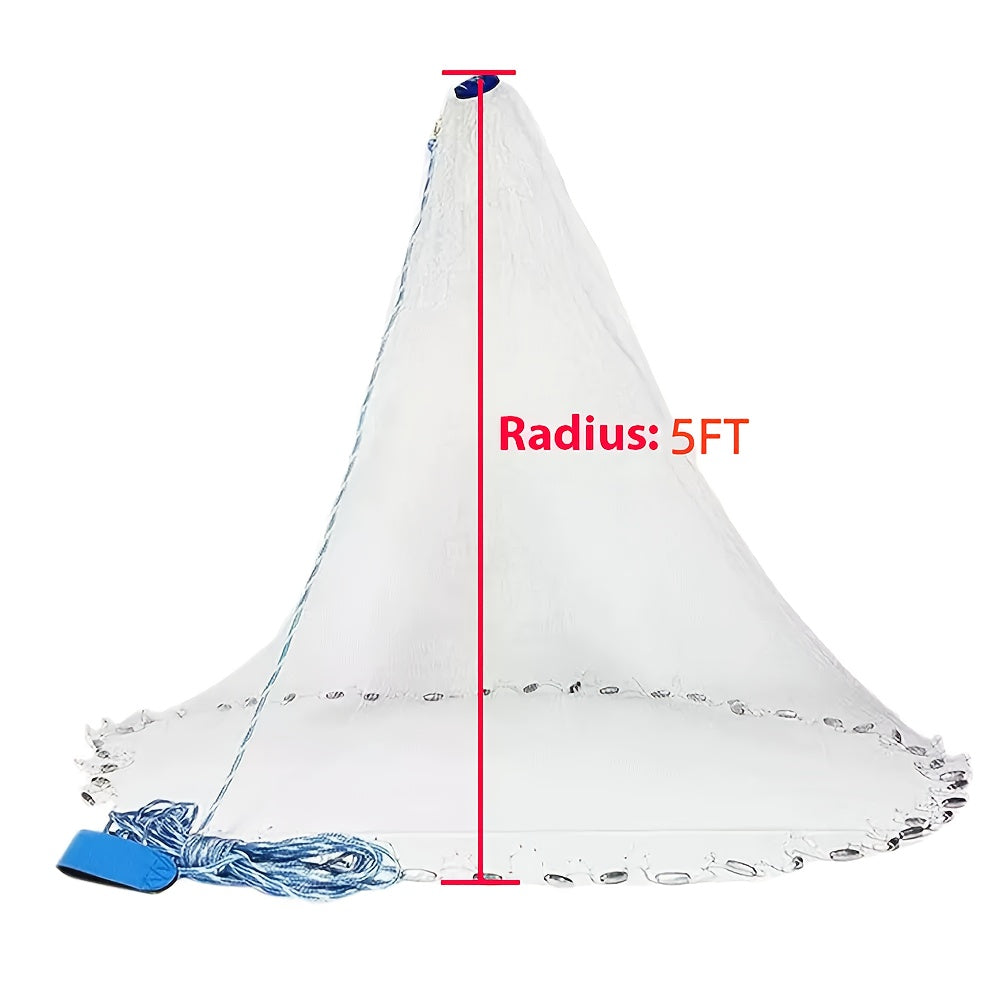 Fishing Cast Net 8FT 10FT with Real Zinc Sinker Weights, Nylon Monofilament Mesh 1.3cm, Heavy Duty Saltwater Bait Trap Net Easy Throw
