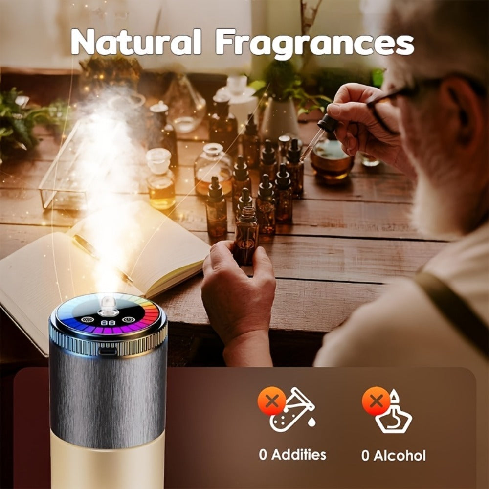 Car Aromatherapy Diffuser with Dynamic Light Show & Starry Sky Mode – Adjustable Scent Intensity, USB Rechargeable, Eliminates Odors
