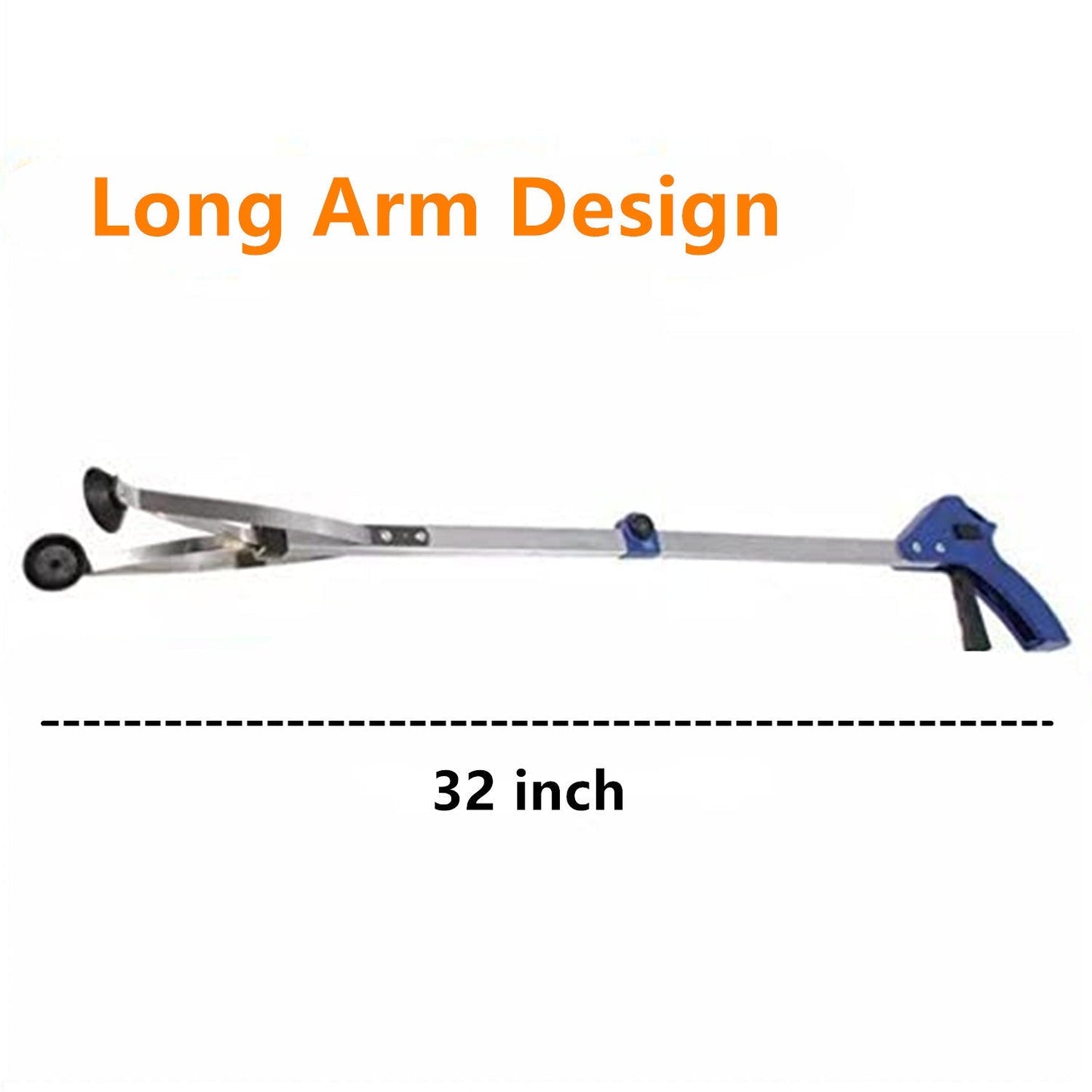 32-Inch Foldable Reacher Grabber 2-Pack with Aluminum Extenders, Rubber Suction Cup Grippers and Ergonomic Handles