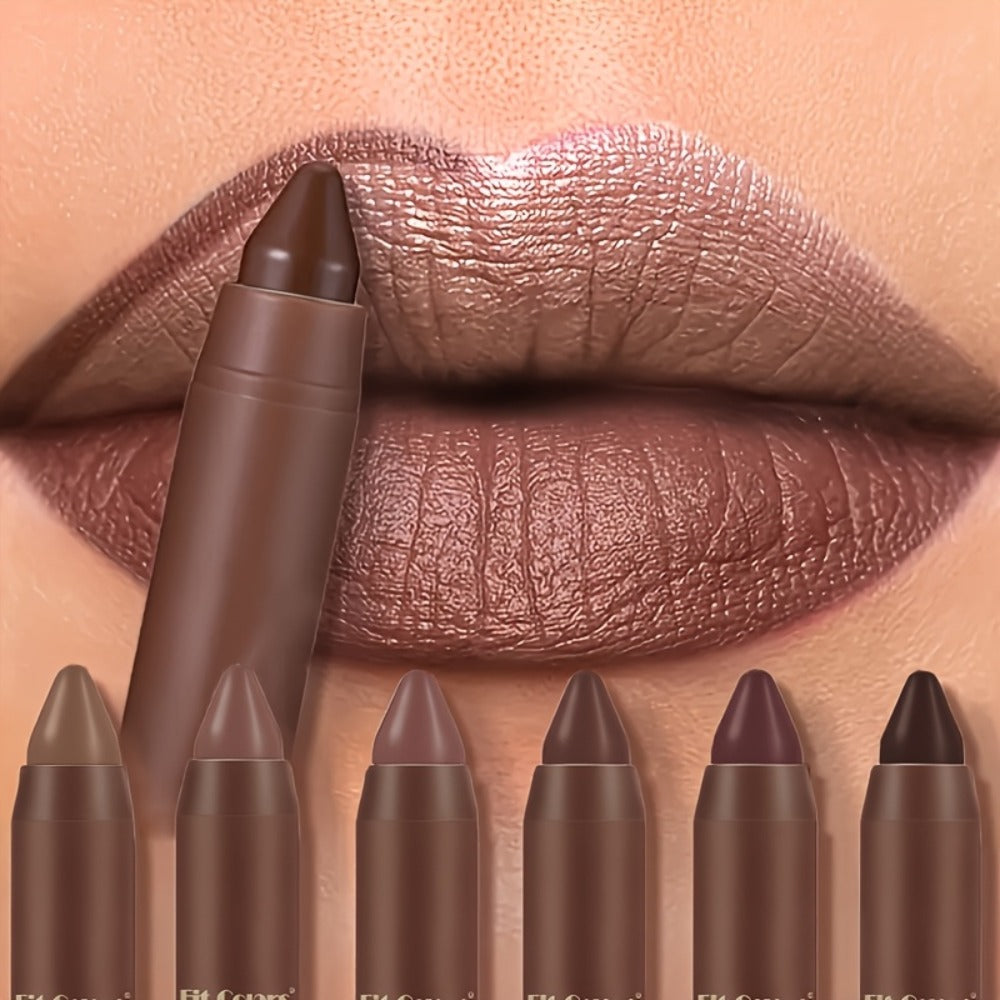 Lipstick Set, Fit Colors 6-Piece Matte Crayon Collection with Brown, Nude, Pink and Purple Colors