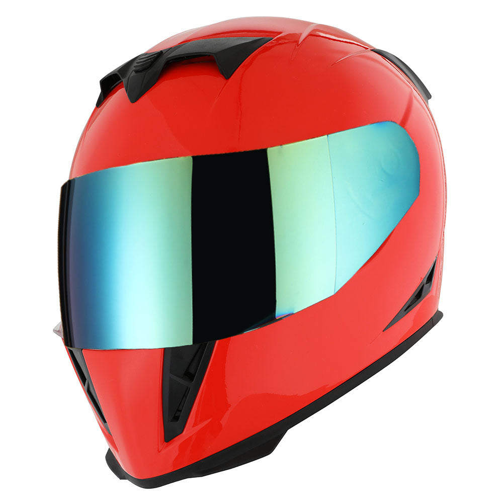 Motorcycle Helmet Full-Face Shell with Tinted and Spare Clear Shields, Quick-Release Buckle, Nine Styles and S-XL Sizes