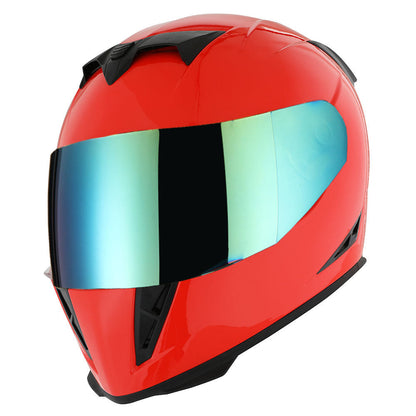 Motorcycle Helmet Full-Face Shell with Tinted and Spare Clear Shields, Quick-Release Buckle, Nine Styles and S-XL Sizes