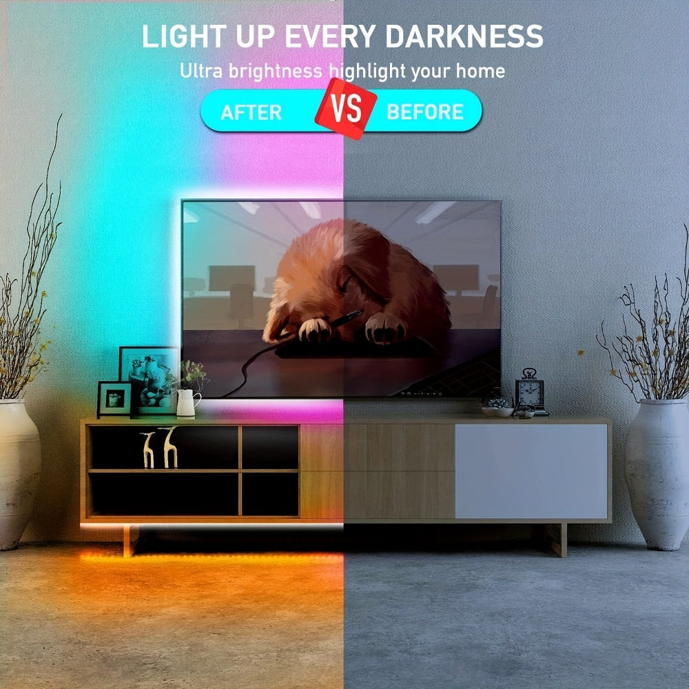 RGB LED Strip Lights for Party Wedding Event with 44-Key Remote – Colorful Color Changing Dimmable 50FT 100FT for Bedroom Kitchen Bar