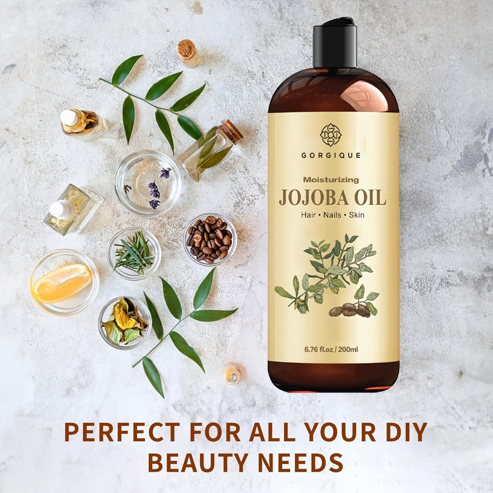 Jojoba Oil for Face Skin & Hair 200ml Cold Pressed Pure, Non-Comedogenic Deep Carrier Oil, Non-Greasy Sebum Balancing Formula