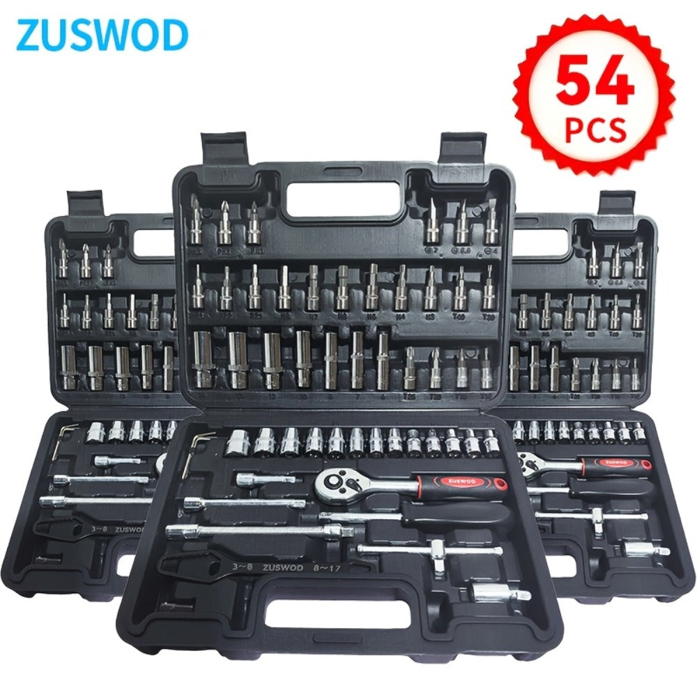 Impact Socket Set in 53, 54, 194 or 518-Piece Options with 3/8-Inch Drive, Metric and Imperial Sizes for Car Repair and DIY