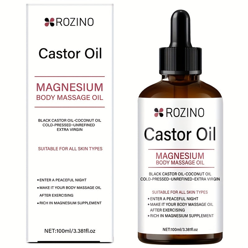 Aromatherapy Oil Magnesium Castor Massage Blend 100ml Dropper Bottle for External Body and Hair Care
