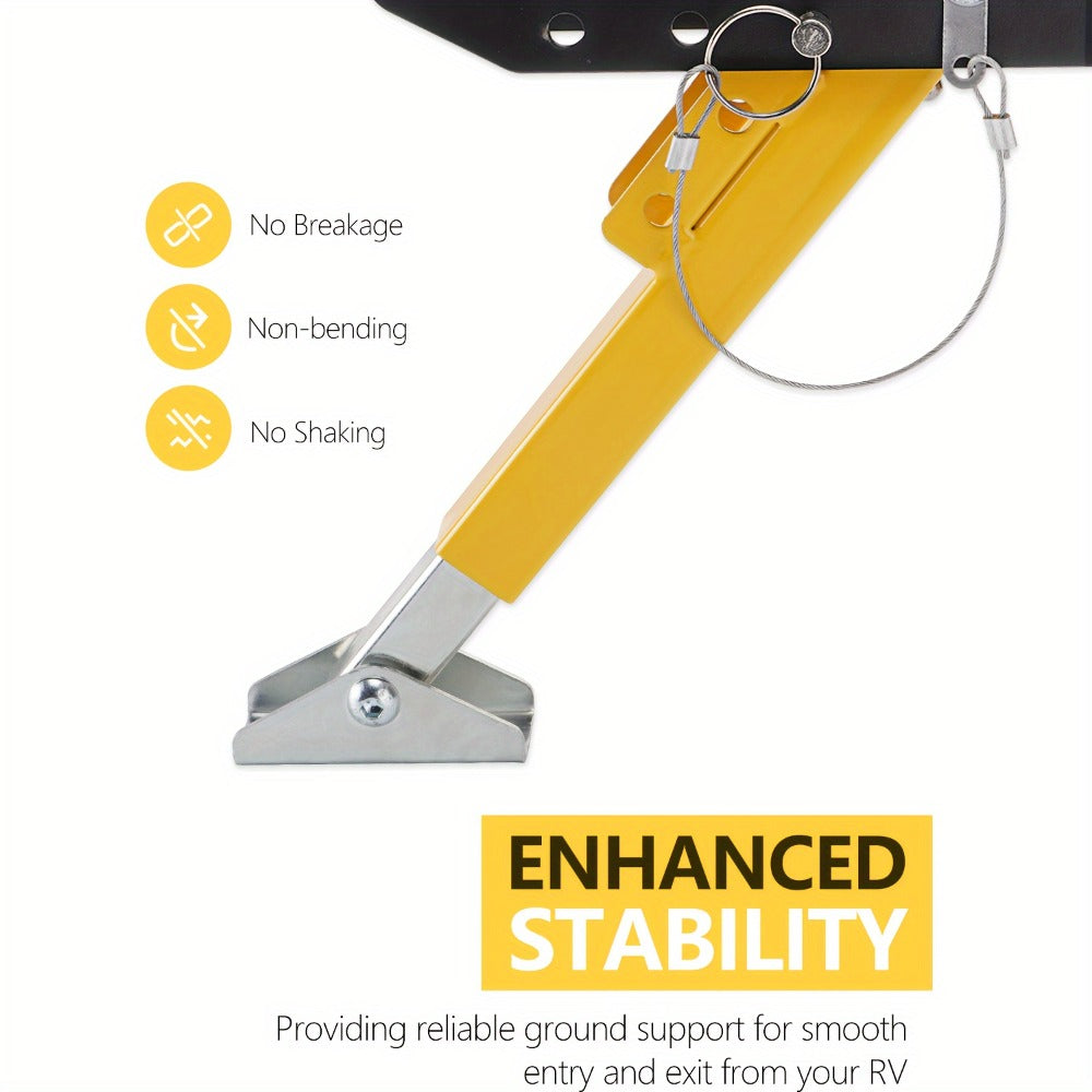 RV Step Stabilizer Kit – Adjustable Foldable Ladder Support for 5th Wheel, Travel Trailer & Motorhome, Eliminates Bounce