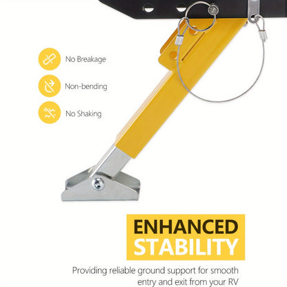 RV Step Stabilizer Kit – Adjustable Foldable Ladder Support for 5th Wheel, Travel Trailer & Motorhome, Eliminates Bounce