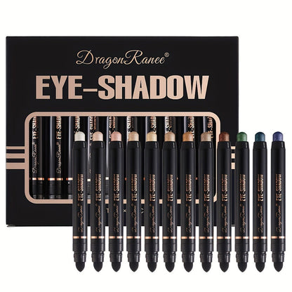 Shimmer Eyeshadow Stick Set 12 Pcs Double-Ended Glitter Cream Eye Shadow Pencil Waterproof, for Makeup, Travel and Everyday Vanity Use