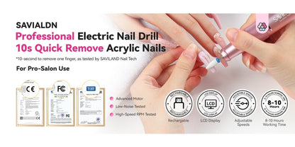 Electric Nail Drill 40000 RPM Rechargeable Professional Nail Drill Machine 4000mAh Battery LCD Display Ceramic Bits Sanding Bands