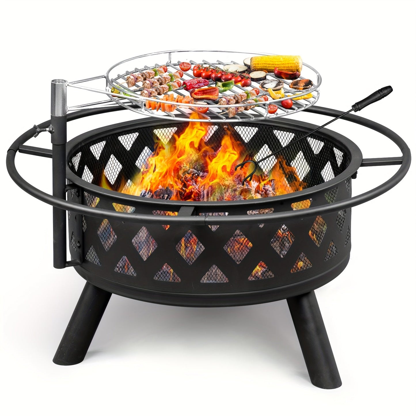 Fire Pit with Grill for Garden, Patio and Yard Use, with the Listed Configuration, for Everyday Use and Organized Storage