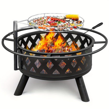 Fire Pit with Grill for Garden, Patio and Yard Use, with the Listed Configuration, for Everyday Use and Organized Storage