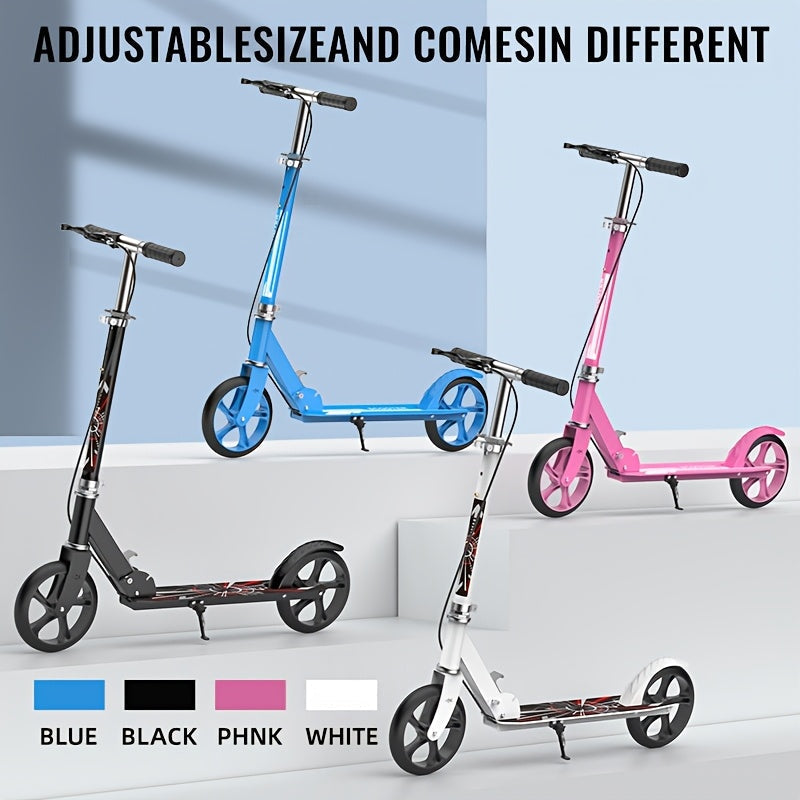 Foldable Adult Kick Scooter with Double Wheels – Rear Suspension & Brake, Lightweight Commuter Scooter for Adults Teens