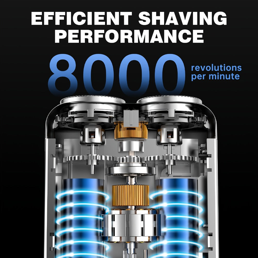 Electric Shaver Mini Dual Floating Blade Razor with USB Rechargeable Power and Digital LED Display in Black