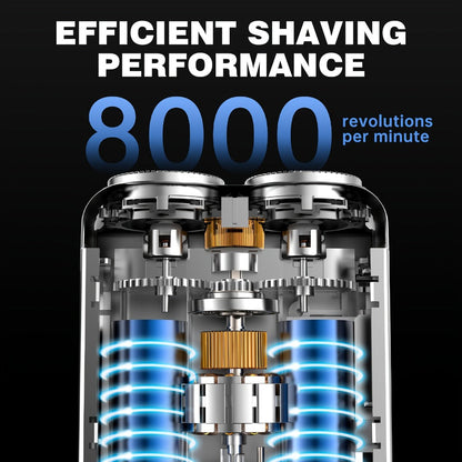 Electric Shaver Mini Dual Floating Blade Razor with USB Rechargeable Power and Digital LED Display in Black