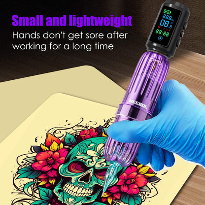P7 1600mAh Cordless Tattoo Power Supply with Color Screen, Four Memory Modes and RCA Connector