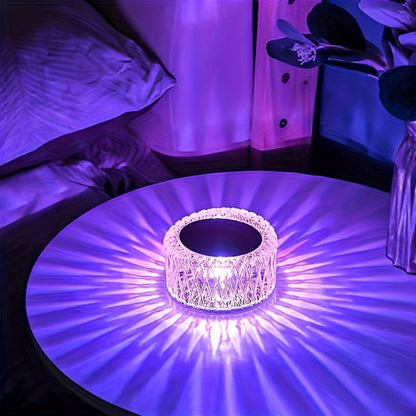 RGB LED Desk Lamp 16 Color Crystal Effect - Portable Battery Powered Night Light with Remote & Touch Control