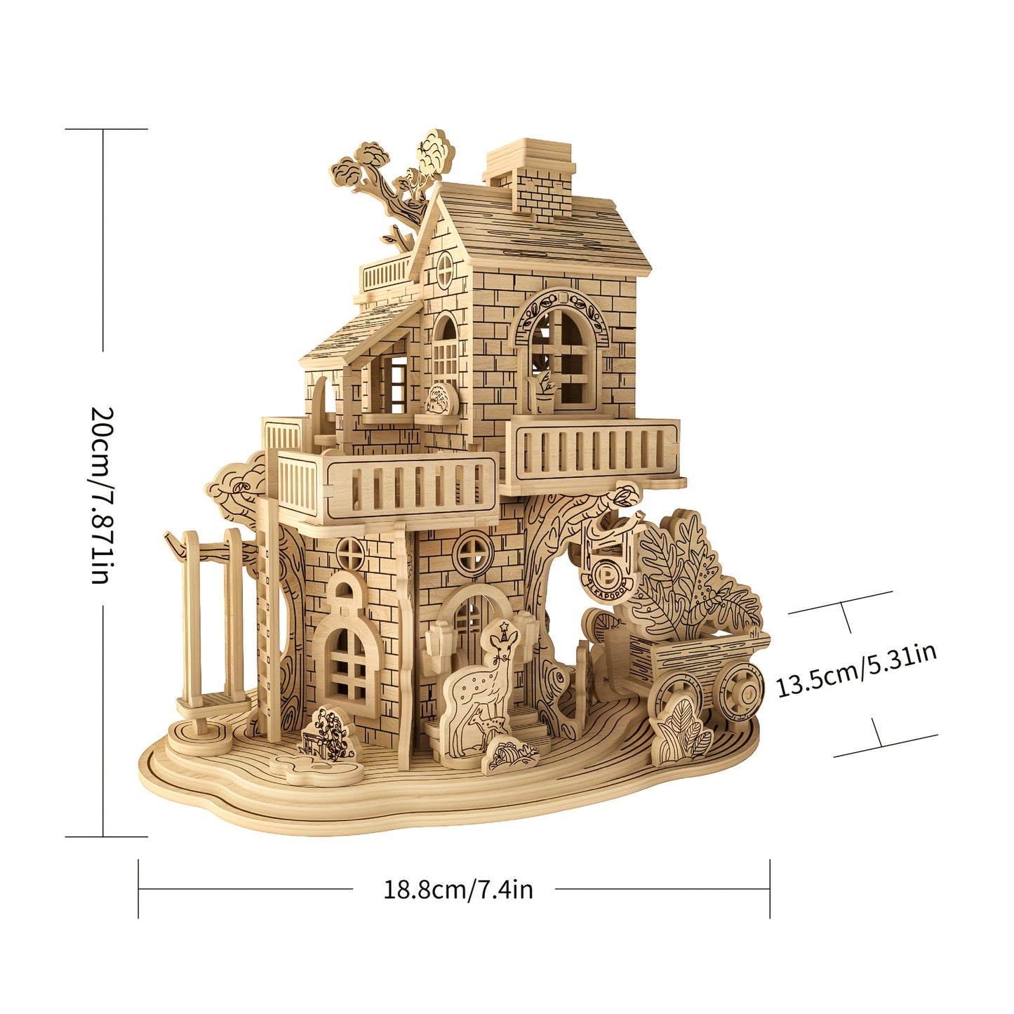 Rotating Merry-Go-Round Wooden Puzzle Kit, Mechanical Carousel 3D Model for Adults & Teens, DIY Kinetic Display Piece