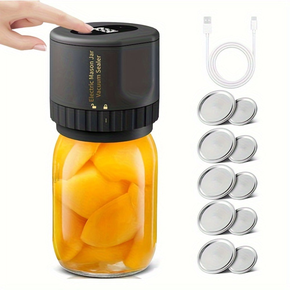 Electric Mason Jar Sealer One-Touch Vacuum Seal - 2025 New Model Jar Sealer Kit with Wide Mouth & Regular Mouth Lids