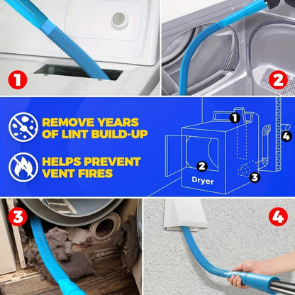 Dryer Vent Cleaner Kit Vacuum Hose Attachment Lint Remover Brush Flexible Dryer Duct Cleaning Tool for Removing Lint Debris Blockage